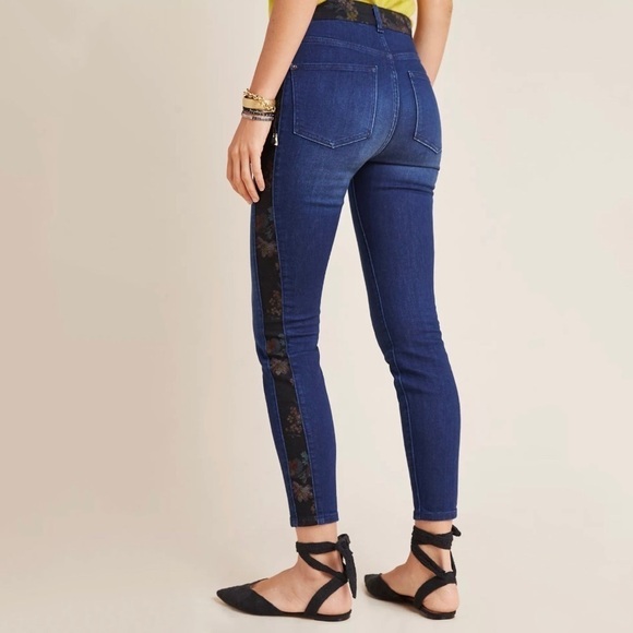 Pilcro Ultra Hi Rise Floral Contrast Skinny Jeans - Picture 2 of 14